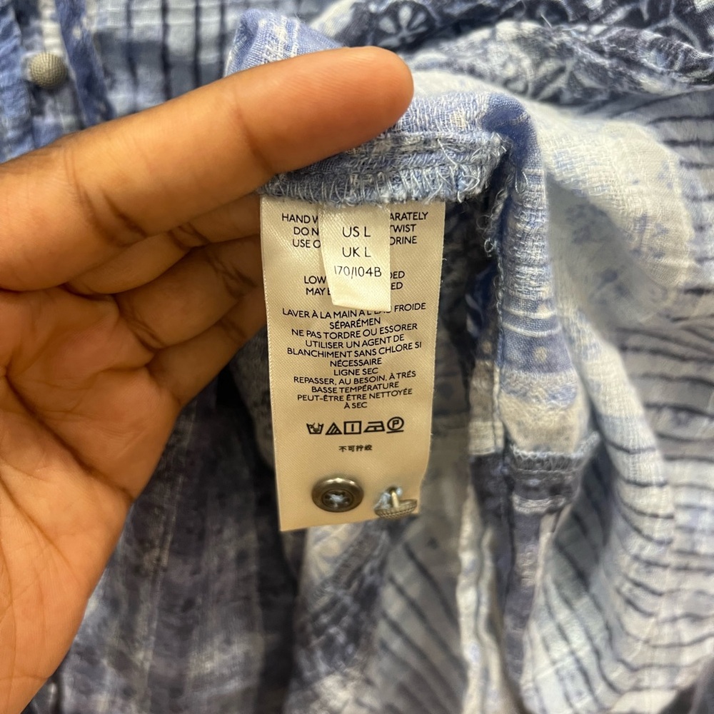 Anthropologie Pilcro Blue Boho Patchwork Tiered
Tunic Top
Size L - Picture 5 of 7